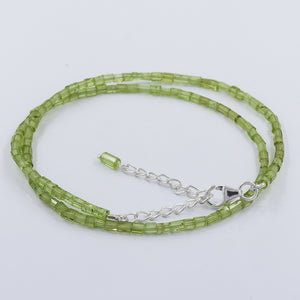 Peridot Faceted Tube Beads Necklace