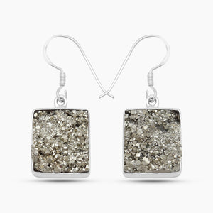 Pyrite Druzy Sterling Silver Earrings