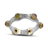 Multi Tourmaline Dual Tone Silver Ring