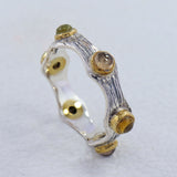 Multi Tourmaline Dual Tone Silver Ring