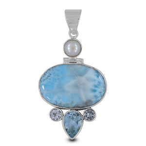 925 Sterling Silver Larimar Pendants