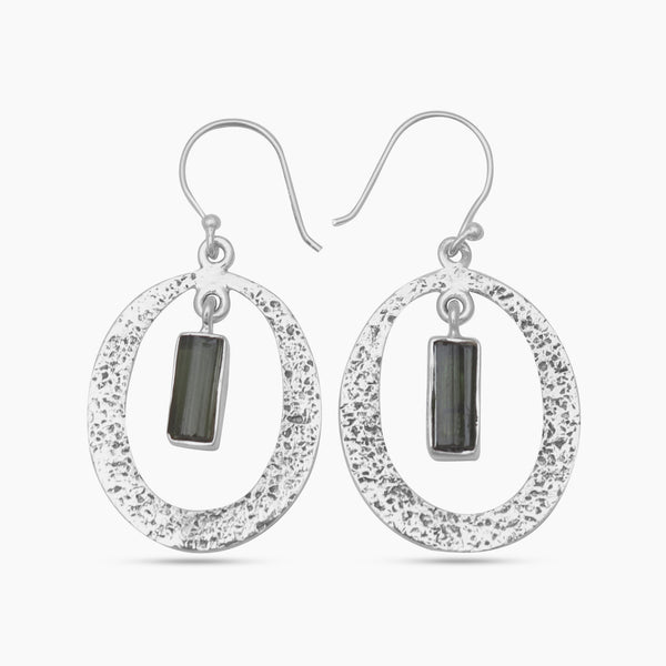 Black Tourmaline Silver Earrings