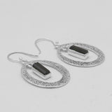 Black Tourmaline Silver Earrings
