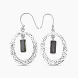Black Tourmaline Silver Earrings