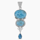 Larimar and Blue Topaz Silver Pendants