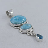 Larimar and Blue Topaz Silver Pendant