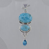 Larimar and Blue Topaz Silver Pendant