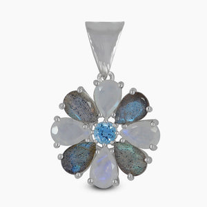 Natural Iolite Silver Pendants