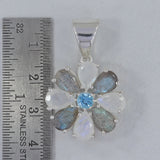 Natural Blue Topaz Silver Pendant