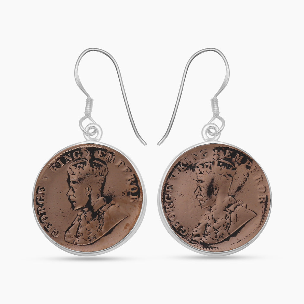925 Sterling Silver Coin Earrings