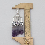 Amethyst Slice Silver Pendants