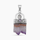 Amethyst Slice Silver Pendants