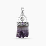 Amethyst Slice Silver Pendants