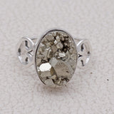 Pyrite Druzy Silver Rings