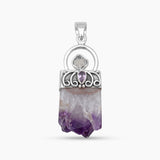 Amethyst Slice Silver Pendants