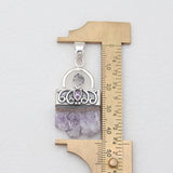 Amethyst Slice Silver Pendants