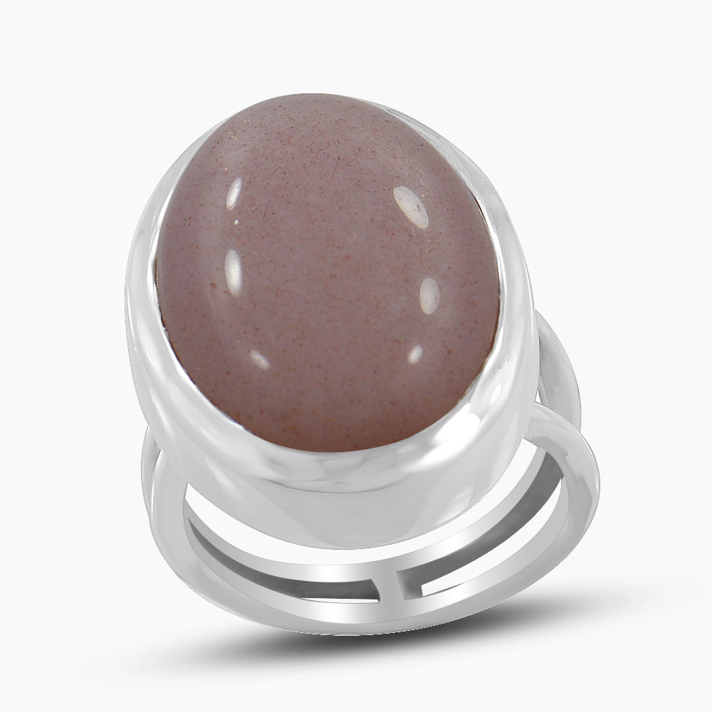 Peach Moonstone Silver Rings