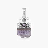Amethyst Slice Silver Pendants