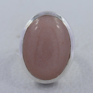Peach Moonstone Silver Rings