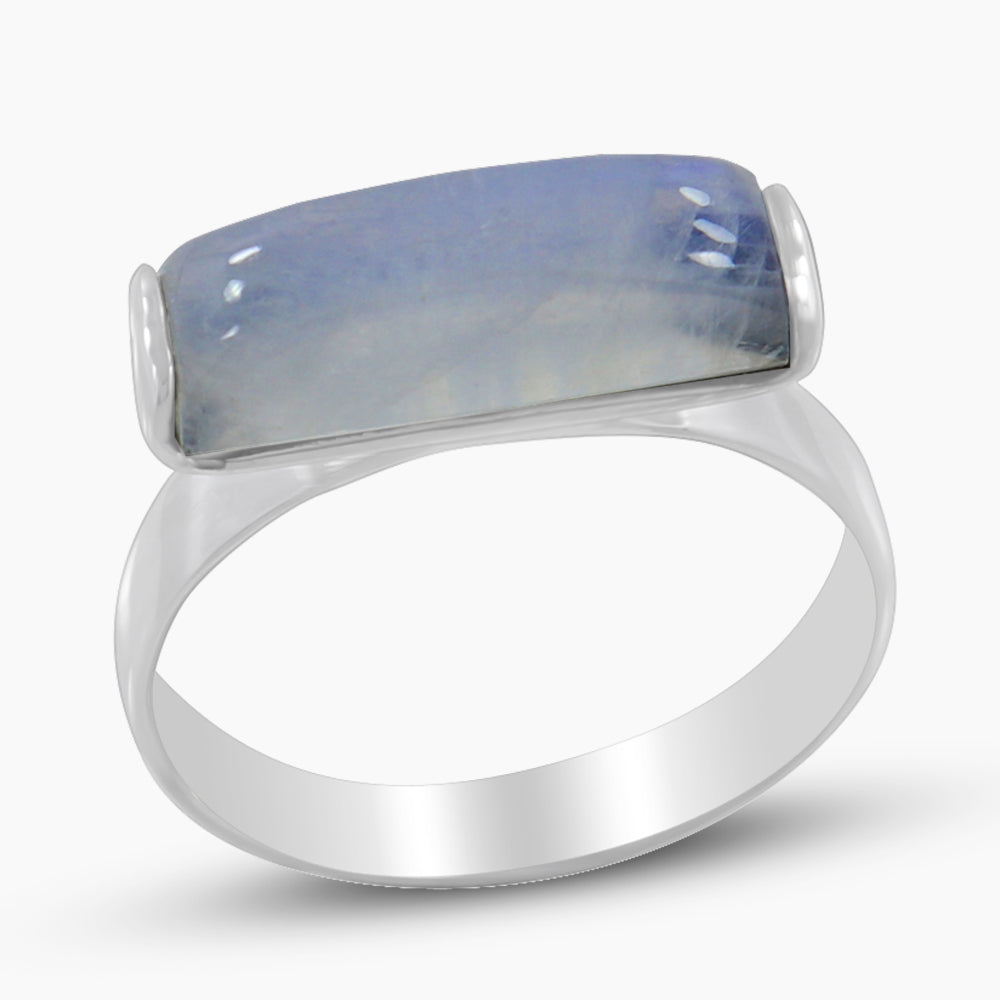 Rainbow Moonstone Silver Rings