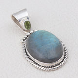 Labradorite, Peridot 925 Sterling Silver Pendant