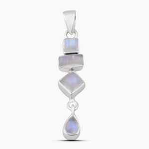 Natural Rainbow Moonstone Silver Pendants
