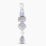 Natural Rainbow Moonstone Silver Pendants