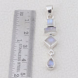 Natural Rainbow Moonstone Silver Pendant