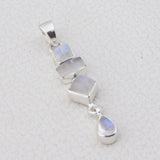 Natural Rainbow Moonstone Silver Pendant