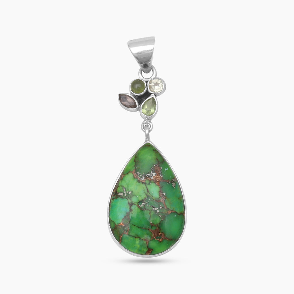 Green Copper Turquoise Silver Pendants