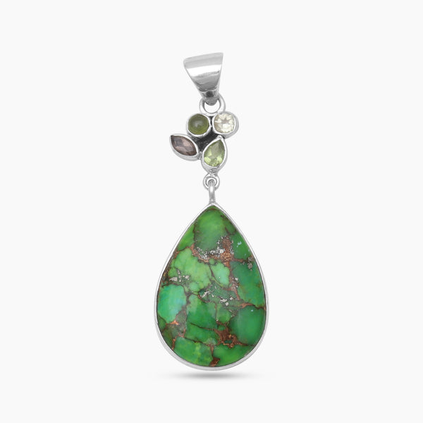 Green Copper Turquoise Silver Pendants
