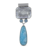 Crystal & Larimar 925 Sterling Silver Pendant