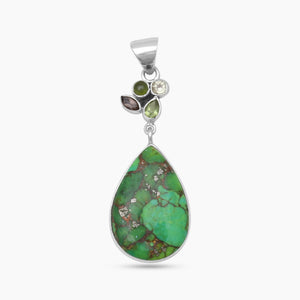 Green Copper Turquoise Silver Pendants