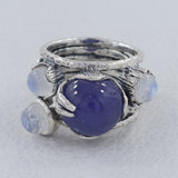 Natural Tanzanite, Moonstone Silver Rings