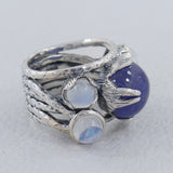 Natural Tanzanite, Moonstone Silver Rings