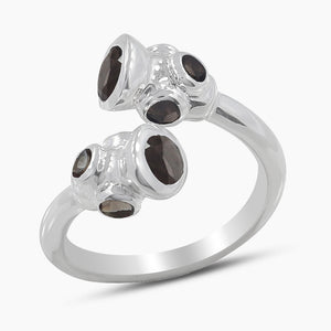 Blue Iolite Bypass Silver Rings