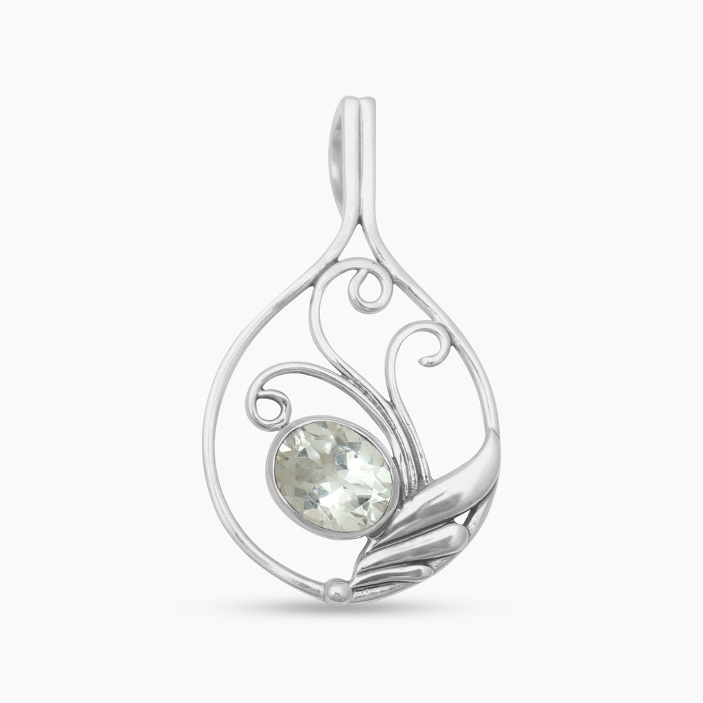 Green Amethyst Silver Pendants