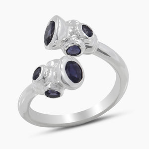 Blue Iolite Bypass Silver Rings