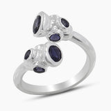Blue Iolite Bypass Silver Rings