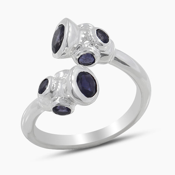 Blue Iolite Bypass Silver Rings