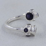 Blue Iolite Bypass Silver Ring