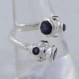 Blue Iolite Bypass Silver Ring