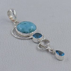 925 Sterling Silver Larimar Pendant