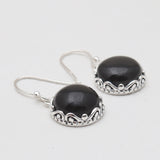 Black Onyx Silver Earrings