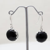 Black Onyx Silver Earrings