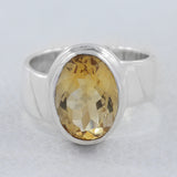 Natural Citrine Gemstone Silver Ring