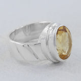 Natural Citrine Gemstone Silver Ring