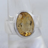 Natural Citrine Gemstone Silver Ring