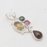 925 Sterling Silver Multi Tourmaline Pendants