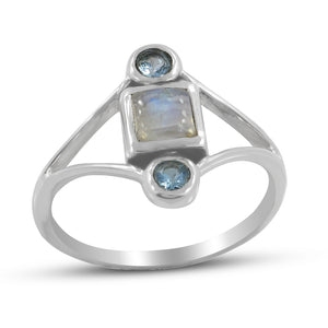 Rainbow Moonstone Silver Ring